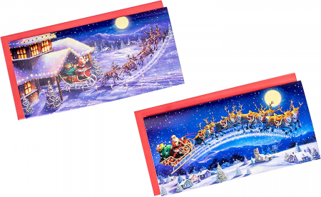 20 felicitări Crăciun Deluxe Tom Smith 2022 - Scenă tradițională din sania lui Moș Crăciun - plicuri și autocolante cu sigiliu - Cutie de carduri cu 20 de felicitări [3]
