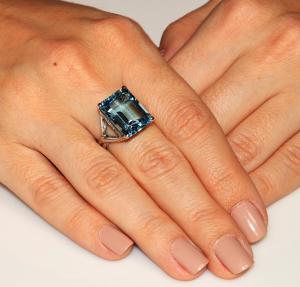 Inel Borealy Argint 925 Blue Topaz Natural Octagon Marimea 6 [1]