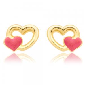 Cercei pentru Copii Borealy Aur Galben 9 K Double Heart [0]