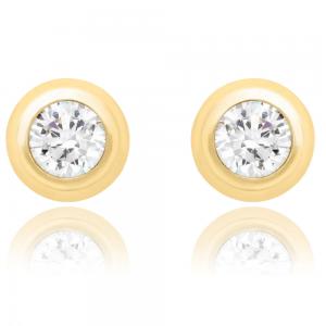 Cercei pentru Copii Borealy Aur Galben 9 K Doughnut White Crystal [0]