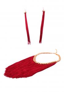 Colier si Cercei Statement Borealy Tassel Electric Red [0]