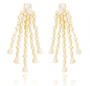 Cercei Borealy Long Crystal Gold Elegance [0]