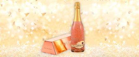 Cadou Rose Gold Luxury Şampanie - cu foiţă de aur 23 karate & Parfum Moschino Fresh Pink Couture 30 ml [1]