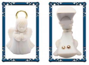 Cercei pentru Copii Borealy Aur Galben 9 K Doughnut White Crystal [2]