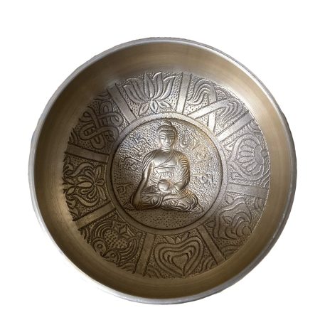 Vas tibetan Buddha – Bol cantator auriu 13 cm [1]