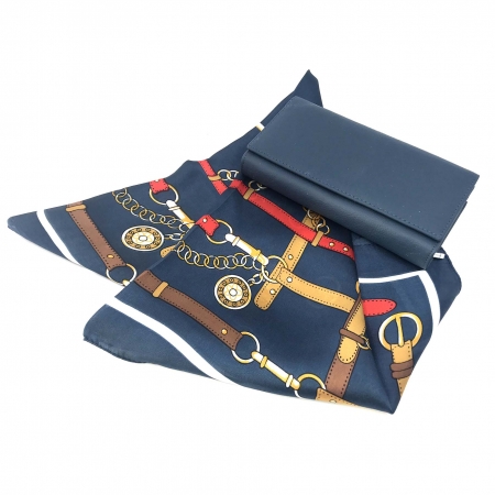 Portofel Navy Blue piele naturala & Esarfa Borealy [0]