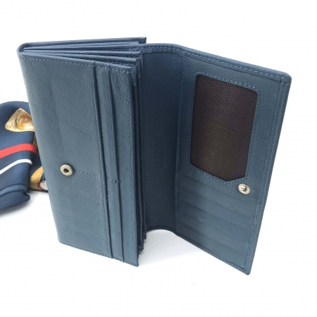 Portofel Navy Blue piele naturala & Esarfa Borealy [2]