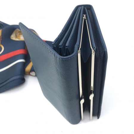 Portofel Navy Blue piele naturala & Esarfa Borealy [3]