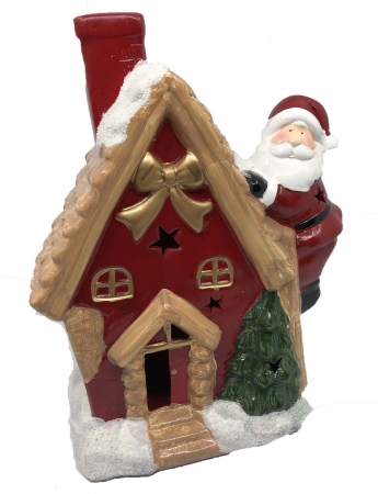 Decoratiune Craciun Santa On The House - ceramica, 30 cm inaltime x 12 cm latime x 9 latime [0]