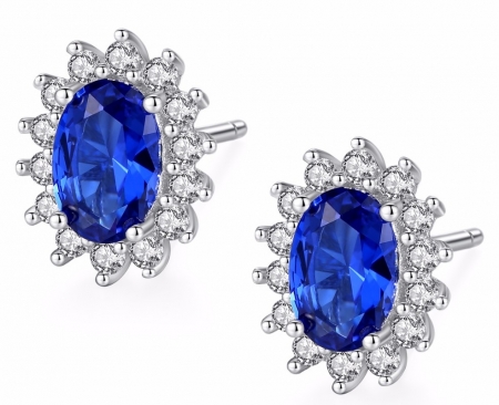 Cercei Argint 925 Simulated Topaz Flower, by Borealy [0]