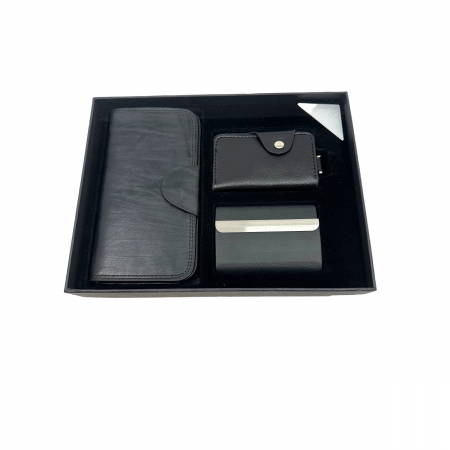 Black Gentleman Gift Set: Portofel, Breloc, Suport carti de vizita [0]