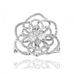 Set Borealy Simulated Sapphire Colier, Cercei, Brosa si Inel Camellia Luxury [11]