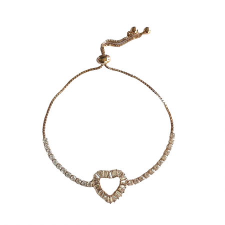 Brăţară Classic Heart Tennis Simulated Diamonds Gold [2]