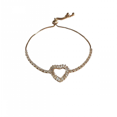 Brăţară Classic Heart Tennis Simulated Diamonds Gold [1]