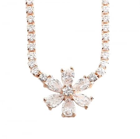 Set Cercei, Colier si Bratara Pink Flower by Borealy [2]