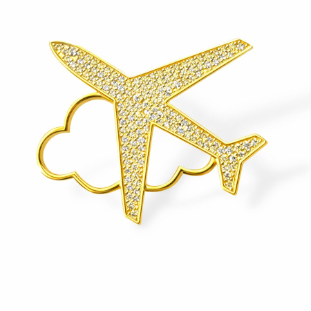 Broșă Avion cu Nor – Accesoriu Elegant pentru Pasionații de Călătorii [0]