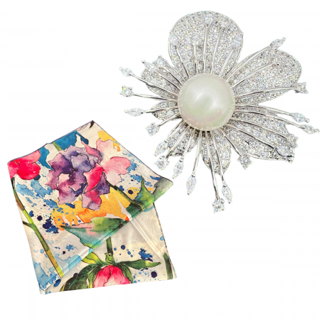 Brose - Brosa Borealy Orchid & Esarfa Matase cu 2 fete