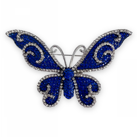 Broşă Blue Butterfly  & Cadou Esarfa Matase [2]