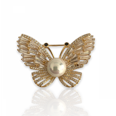 Broşă Butterfly Gold & Cadou Esarfa Matase [1]