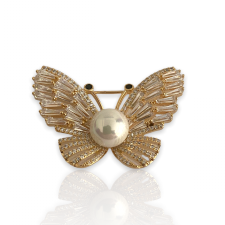 Broşă Butterfly Gold & Cadou Esarfa Matase [2]