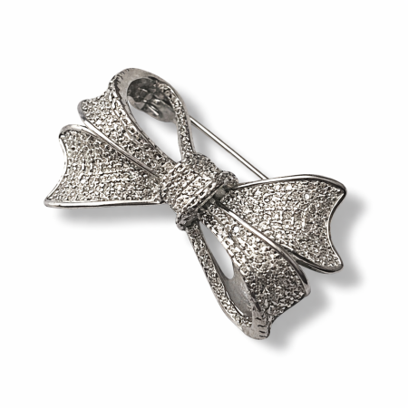 Set Cadou Elegant – Broșă Fundă Argintie & Eșarfă Mătase, cu Cutie Lemn Premium [6]