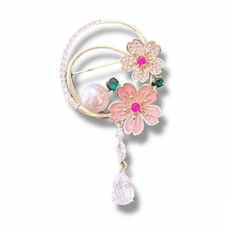 Bijuterii - Broşă Spring Flowers & Esarfa Matase