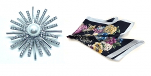 Bijuterii Petrecere - Brosa Médaillon Soleil & Esarfa Coco by Borealy