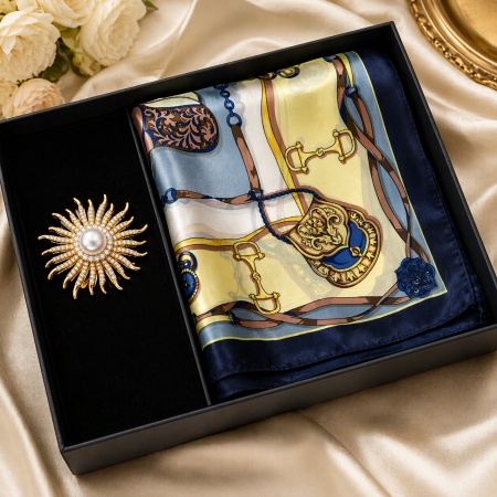 Cadouri de sarbatori - Brosa Médaillon Soleil Gold & Esarfa Borealy