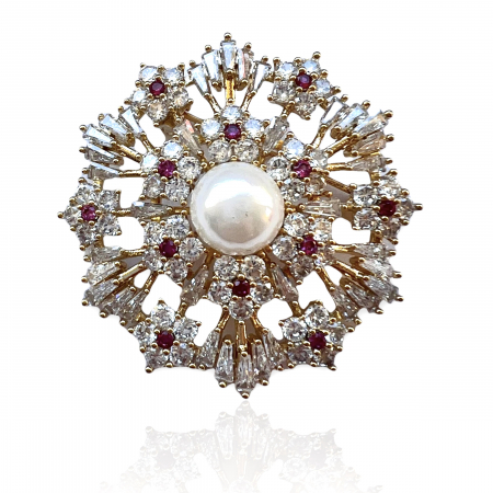 Brosa Red Flowers Sparkle & Cadou Esarfa Matase [1]