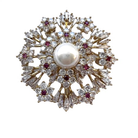 Brosa Red Flowers Sparkle & Cadou Esarfa Matase [0]