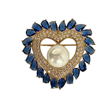 Brosa Blue Heart Glamour & Cadou Esarfa Matase [0]