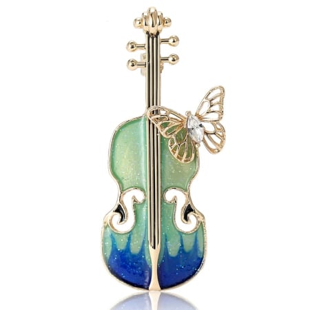 Brose - Broșă Vioară și Eșarfă Mătase – Cadou Femei 8 Martie