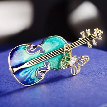 Broșă Vioară și Eșarfă Mătase – Cadou Femei 8 Martie [1]