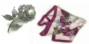 Brosa Rose Flower Perla Borealy & Esarfa Matase Borealy [0]