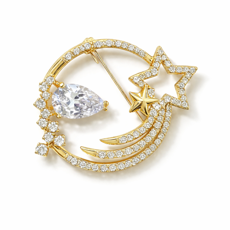 Bijuterii - Broșă Stea Căzătoare cu Cristale