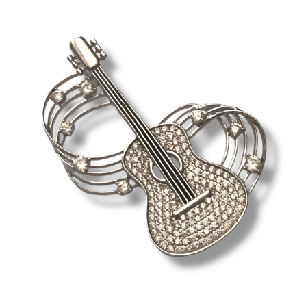 Broșă Vioară cu Cristale & Esarfa Matase – Cadou Elegant pentru Iubitoarele de Muzică [2]