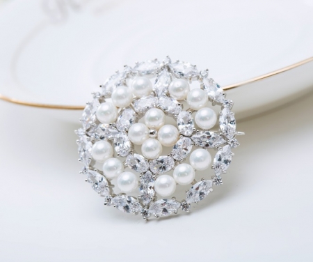 Broşă Borealy Crystal Round Pearls [4]