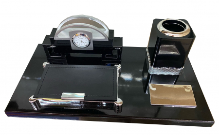 Business Desk Black & Silver Clock [0]