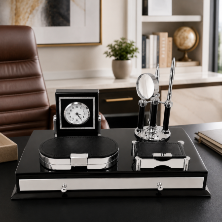 Set de Birou Luxury Business Desk Black – Organizator Executiv cu Ceas și Accesorii [1]