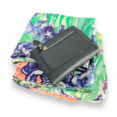 Cadou Portofel Blue Piele Naturala si Esarfa Matase [2]