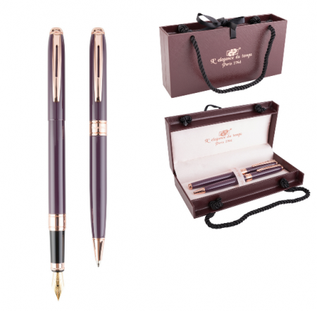 Cadou Business Woman Dark Purple Pix si Stilou Penita Placata Aur 18 K [3]