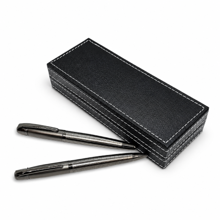 Set 2 Pixuri Metalice în Cutie din Piele Ecologică Cadou Elegant Bărbați [2]