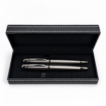 Set 2 Pixuri Metalice în Cutie din Piele Ecologică Cadou Elegant Bărbați [1]