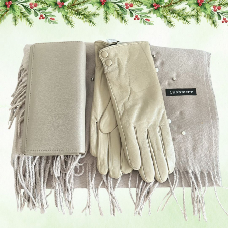 Cadou Ivory Pearl Manusi, Esarfa Casmir & Portofel Piele Naturala & Cadou Cercei Perle [0]