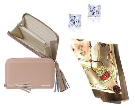 Cadou Pompadour Rose Portofel Cacharel, Cercei One Diamond Square Princess si Esarfa Borealy [0]