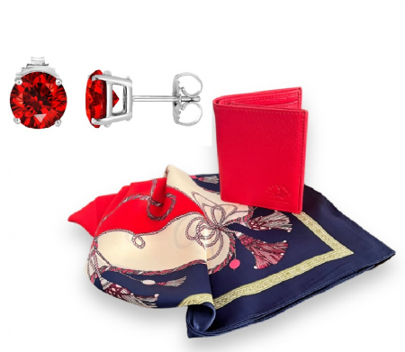 Cadou portofel West Polo Rouge piele naturala & Esarfa Matase [0]