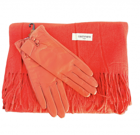 Cadouri de Craciun - Vogue Esarfa Casmir Caramiziu & Mănuşi Piele Naturala