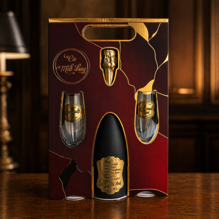 Cadouri Femei – Idei Elegante pentru Momente Speciale - Șampanie + 2 Pahare Personalizate „La Mulți Ani”