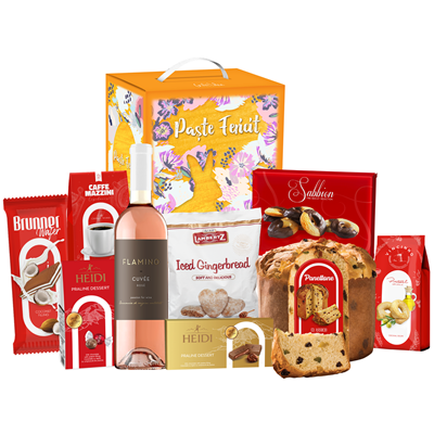 Cos Cadou Paste Fericit 2025 & Icoana Sfanta Familie (placata cu argint si aur Made in Grecia) [1]