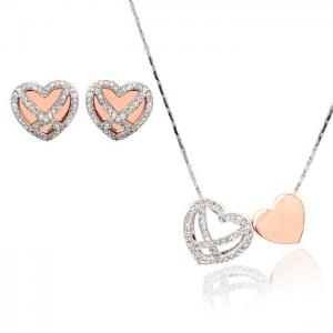Diamond Heart White & Pink Set Medalion s Cercei y Borealy [0]